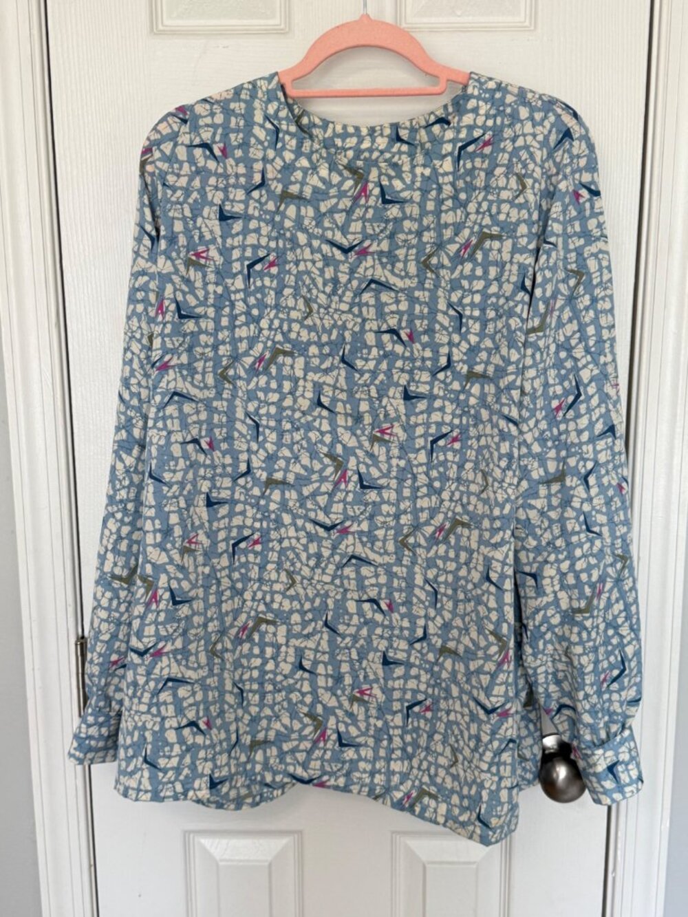 Vintage Country Sophisticates Made in the U.S.A. Long Sleeve Blouse XL Blue - Picture 2 of 9
